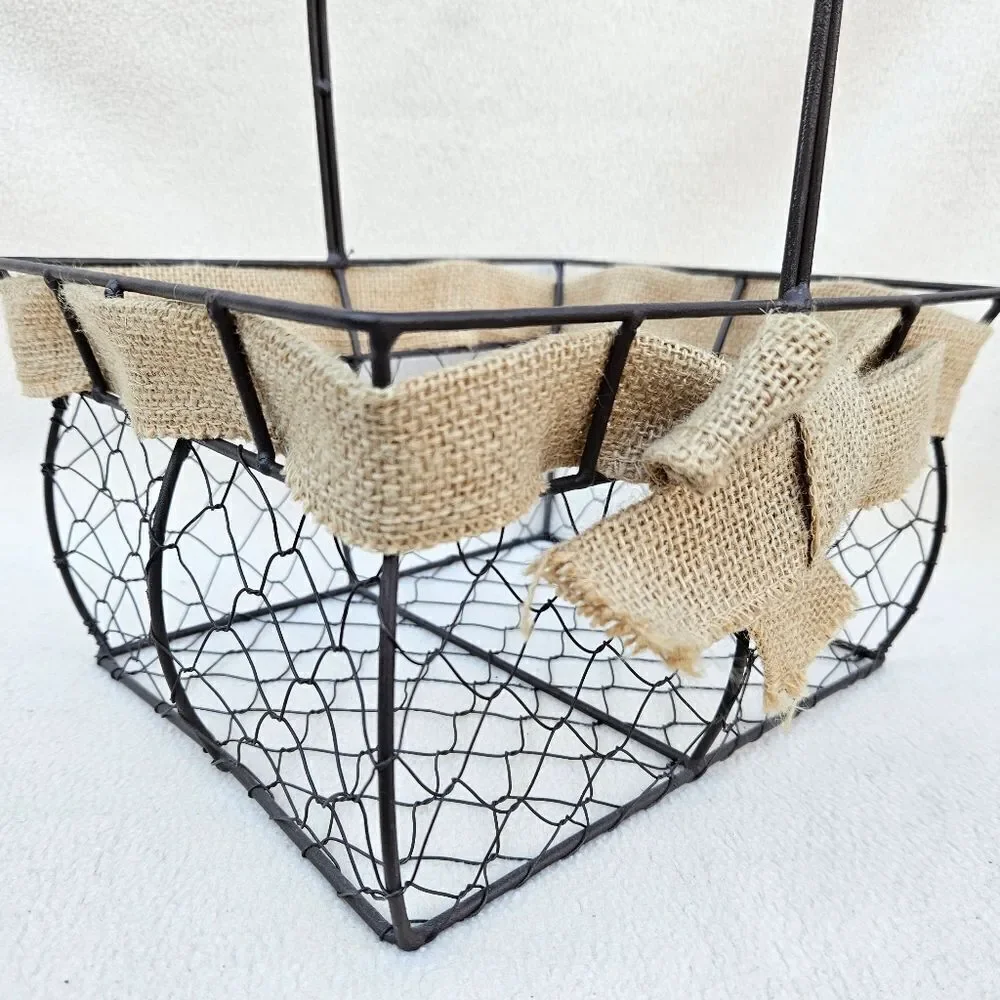 Large Bronze Metal Basket With Handle